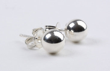 6mm Bead Earrings Silver